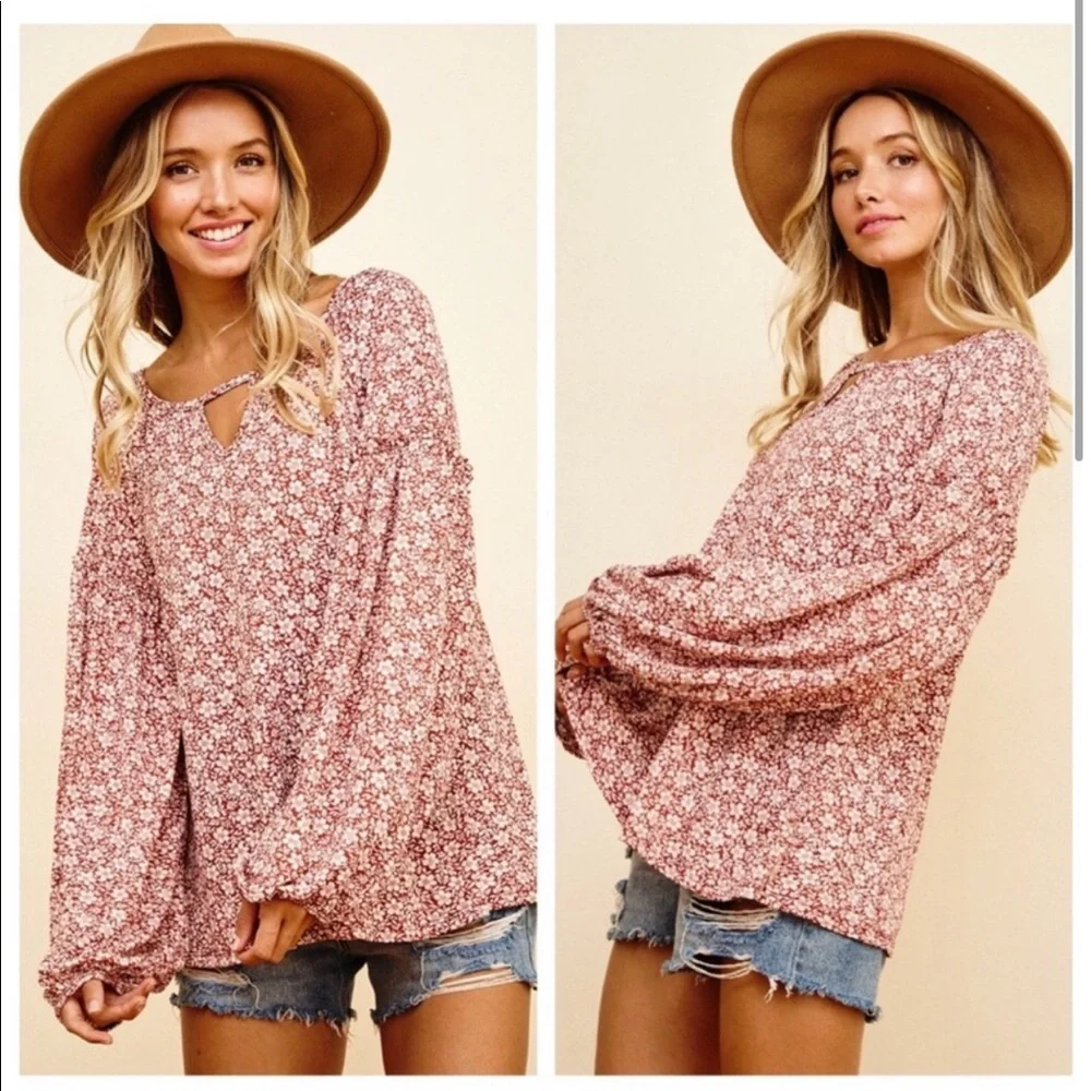 ✨🌟BEAUTIFUL BOHO Lantern Sleeve Top🌟✨ - Picture 3 of 4